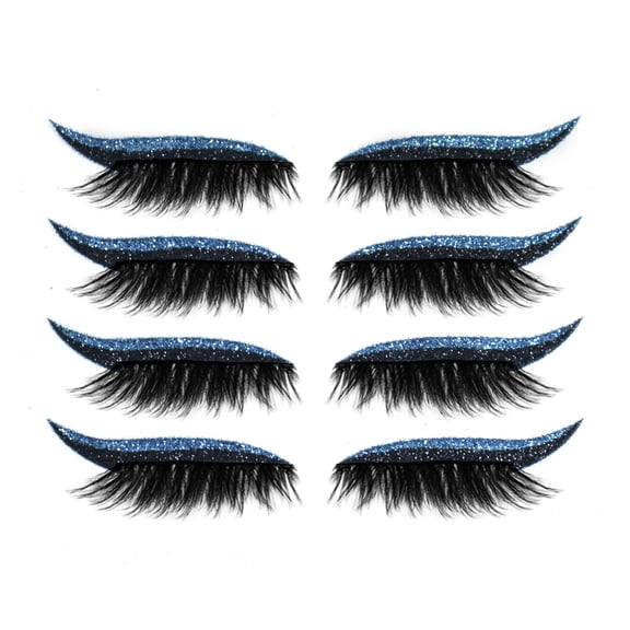 4 Pairs of Lazy Eyeshadow Patches, False Eyelashes Adhesive, 2 in 1 Reusable Makeup Stickers for Eyeshadow and Eyelashes, Natural Waterproof for Party and Prom