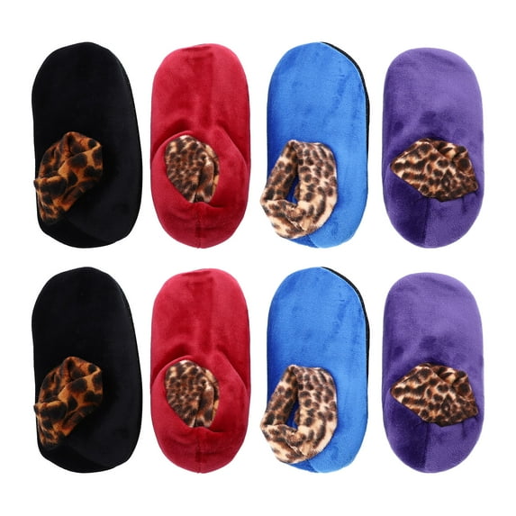 FUEENIRVA Non-Skid Winter Socks Assorted Color Stylish Leopard Pattern 4Pairs