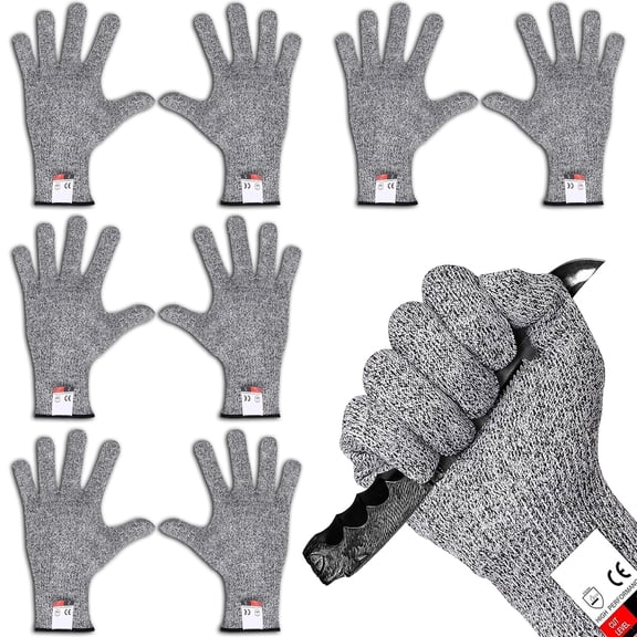 4 Pairs Level 5 Cut Resistant Gloves, Anti-Cut Safety Gloves for Kitchen Meat Cutting