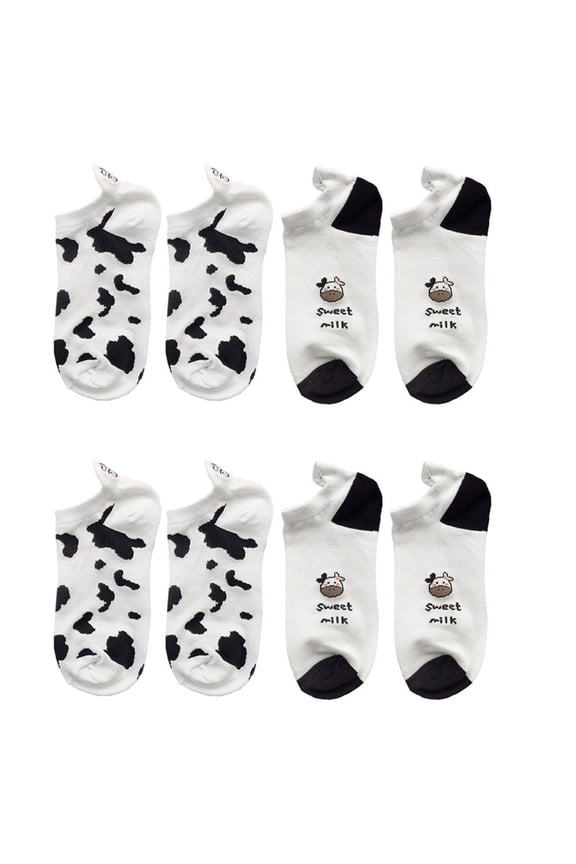 Women Cow Socks Cotton 4 Pairs