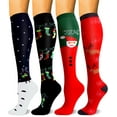 thumbnail image 1 of 4 Pairs Medical Sport Christmas Compression Socks - 15-20mmhg Graduated Knee-High Support for Men & Women, Ideal for Soccer, Running, and Nurses, 1 of 6