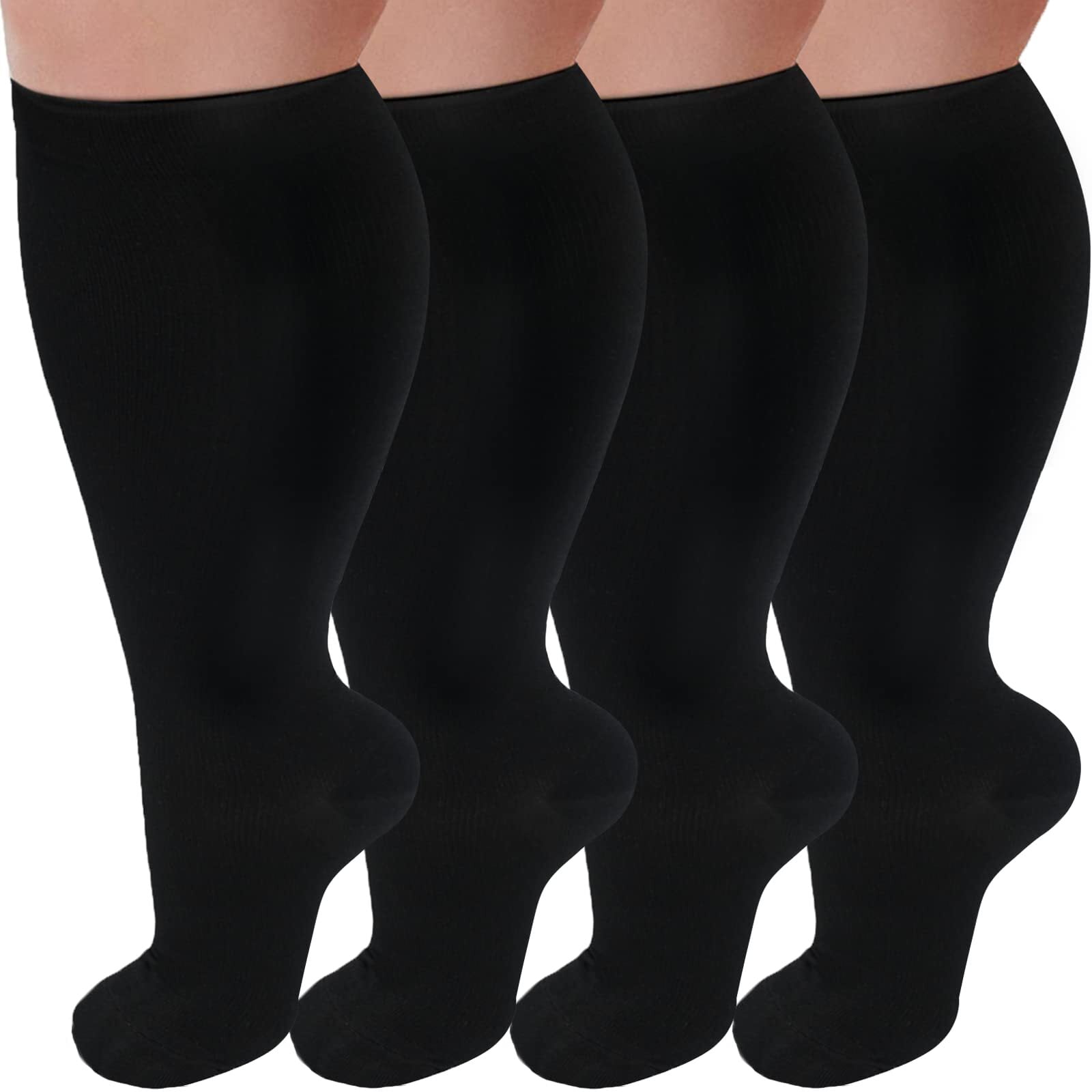 4 Pairs Medical Sport Plus Size Compression Socks 2030mmHg Graduated