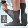 thumbnail image 1 of HIALTODAY 4 Pairs Men Diabetic Socks 9-11 Non-Binding Moisture Crew Length Socks Wicking Neuropathy Bamboo Socks,GRAY, 1 of 6