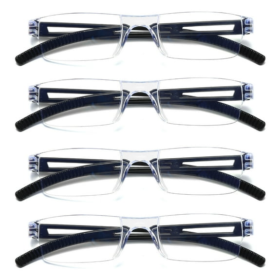 4 Pairs Men Women Rimless Reading Glasses Blue Light Blocking Unisex Reader +2.25