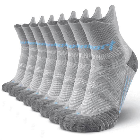 Mqamex 4 Pairs Men's Athletic Quarter Socks, Moisture Wicking with Arch Support, Terry Cushion Sole and Breathable Mesh, Elastic Cuff