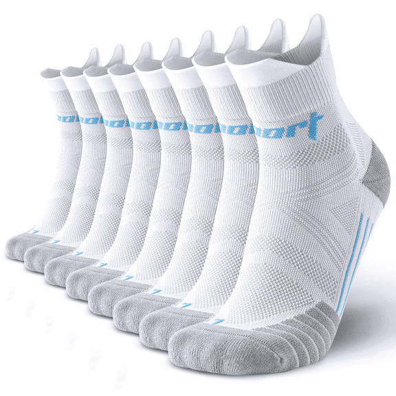 Mqamex 4 Pairs Men's Athletic Quarter Socks, Moisture Wicking with Arch Support, Terry Cushion Sole and Breathable Mesh, Elastic Cuff