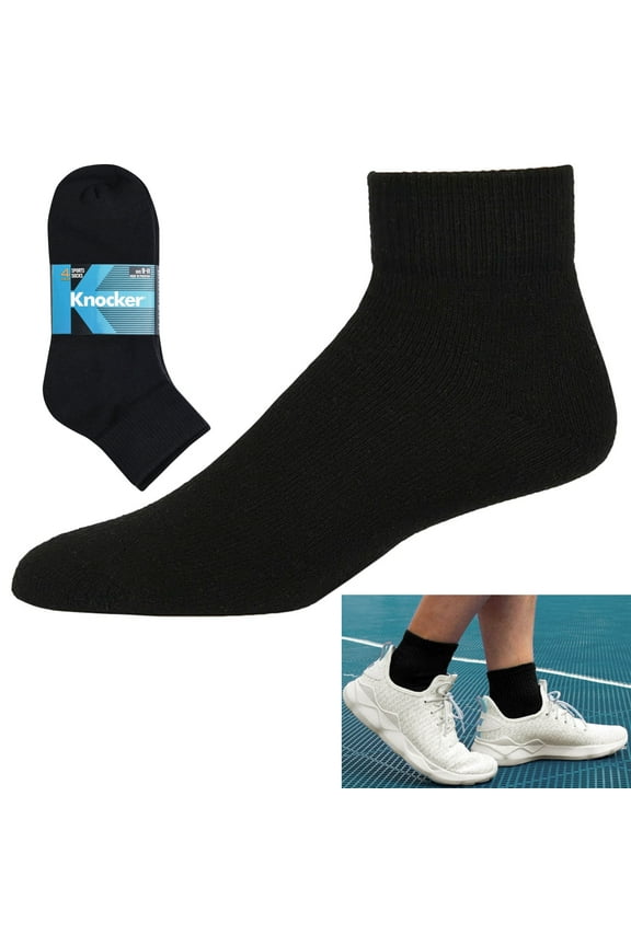 4 Pairs Men's Black Athletic Ankle Quarter Crew Sports Socks Cotton Running 9-11
