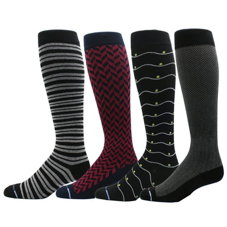 4 Pairs Men's Dr. Motion Athletic Traveler Graduated Compression Knee High Socks 4Mcomp.SL9