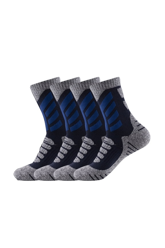 4 Pairs Men's Performance Cotton Moisture Wick Sports Hiking Workout Training Athletic Cushion Crew Socks For Men Deodorant and Sweat-Wicking Fabric Mens Socks Antibacterial Breathable Socks