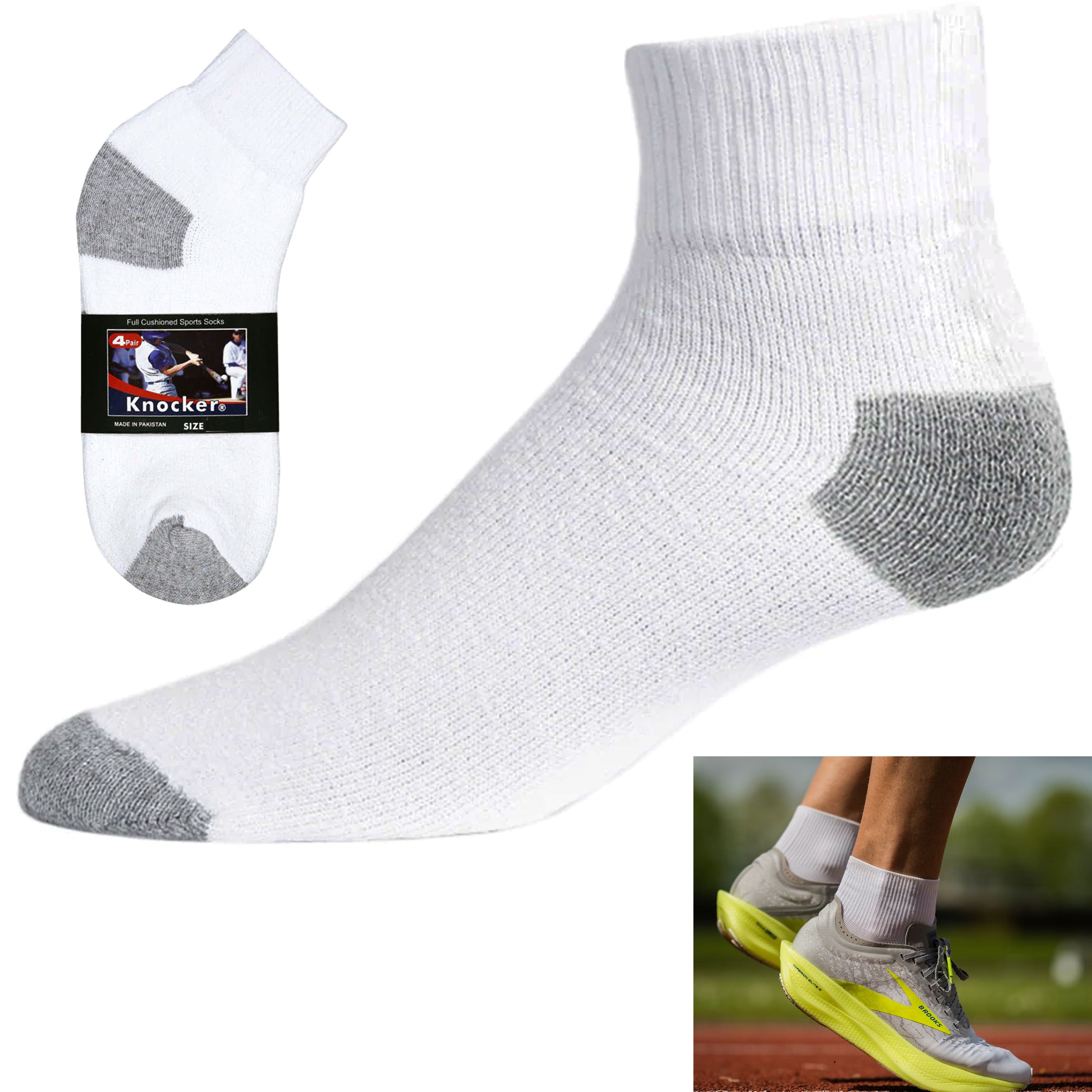 Men's White Quarter Socks