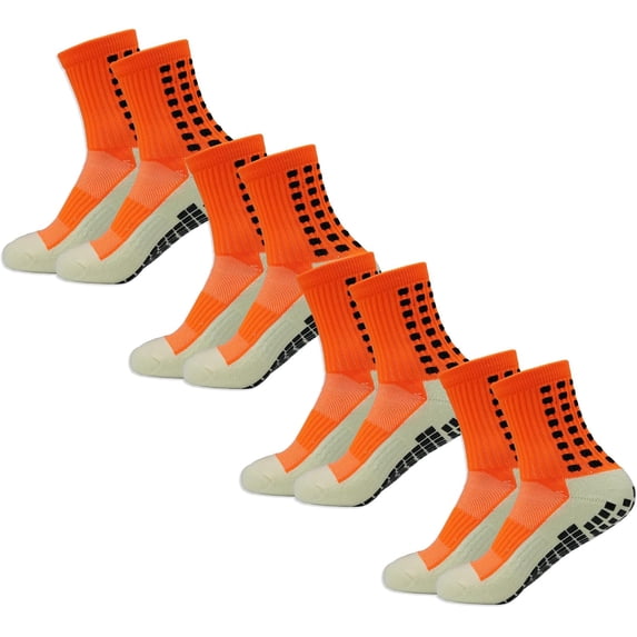 4 Pairs Mens Grip Soccer Socks Non Slip Grippy Women Socks for Football Basketball Sports