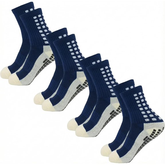 4 Pairs Mens Grip Soccer Socks Non Slip Grippy Women Socks for Football Basketball Sports