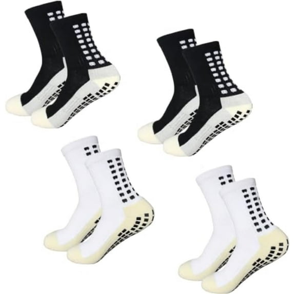Sainberth 4 Pairs Mens Grip Soccer Socks Non Slip for Football Basketball