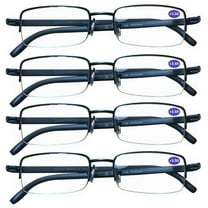 4 Pairs Mens Metal Frame Rectangle Half Frame Reading Glasses Classic Readers  0.75