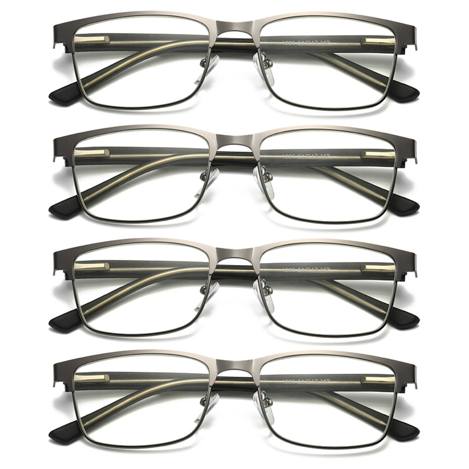 4 Pairs Mens Metal Frame Spring Hinge Blue Light Blocking Reading Glasses Readers +4.00