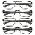 thumbnail image 1 of 4 Pairs Mens Rectangular Blue Light Blocking Reading Glasses Spring Hinge Readers +1.00, 1 of 6