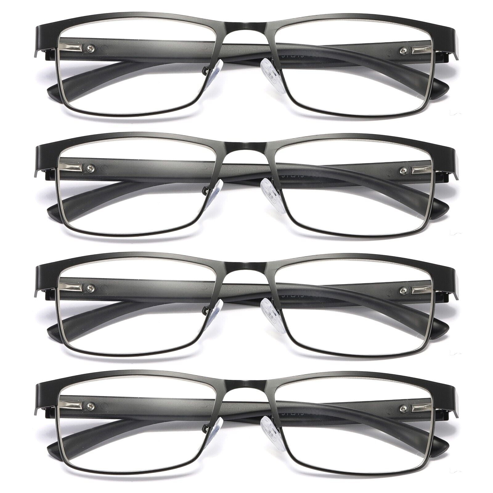 4 pairs mens rectangular blue light blocking reading glasses spring