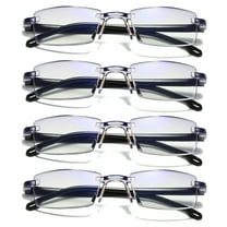 4 Pairs Mens Rectangular Rimless Blue Light Blocking Reading Glasses Unisex Readers  1.00