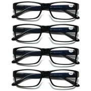 4 Pairs Mens Unisex Blue Light Blocking Reading Glasses Black Spring Hinge Readers +0.75