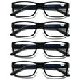 thumbnail image 1 of 4 Pairs Mens Unisex Blue Light Blocking Reading Glasses Black Spring Hinge Readers +1.00, 1 of 6