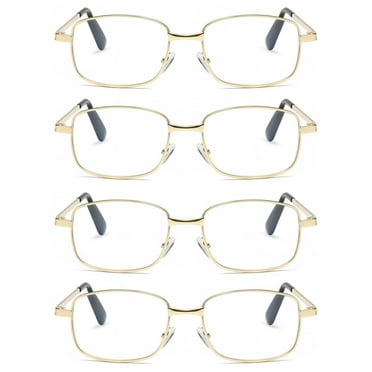 4 Pairs Mens Womens Metal Frame Clear Lens Reading Glasses Fashion Classic Readers +1.00