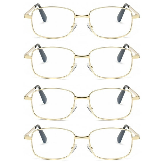 4 Pairs Mens Womens Metal Frame Clear Lens Reading Glasses Fashion Classic Readers +1.00