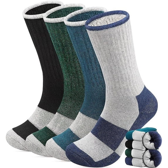 4 Pairs Merino Wool Socks Mens - Thick Thermal Winter Heavyweight Boot Socks Super Soft Warm Hiking Socks(USA Size 12-17)