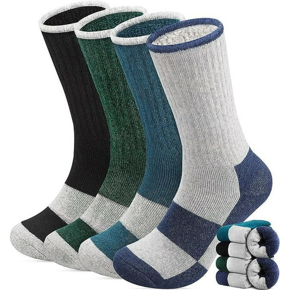 4 Pairs Merino Wool Socks Mens - Thick Thermal Winter Heavyweight Boot Socks Super Soft Warm Hiking Socks(USA Size 6-11)