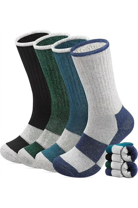 4 Pairs Merino Wool Socks Mens - Thick Thermal Winter Heavyweight Boot Socks Super Soft Warm Hiking Socks(USA Size 6-11)