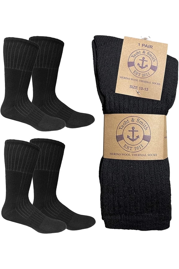 4 Pairs Merino Wool Socks for Men & Women, Thermal, Warm Sock Hiking Winter, Bulk Pack (4 Pairs Mens)