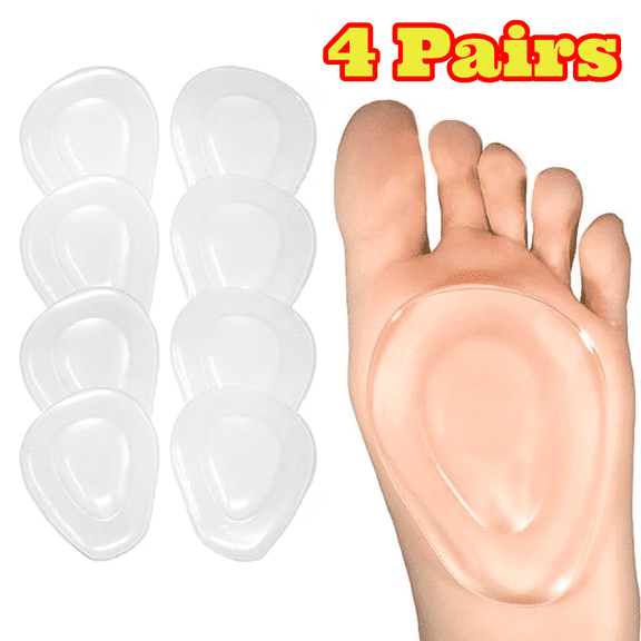 4 Pairs Metatarsal Pads Ball of Foot Cushions, Soft Gel Shoe Inserts for Foot Pain Relief from Mortons Neuroma and Callus, Pain Relief and Comfort for Women & Men