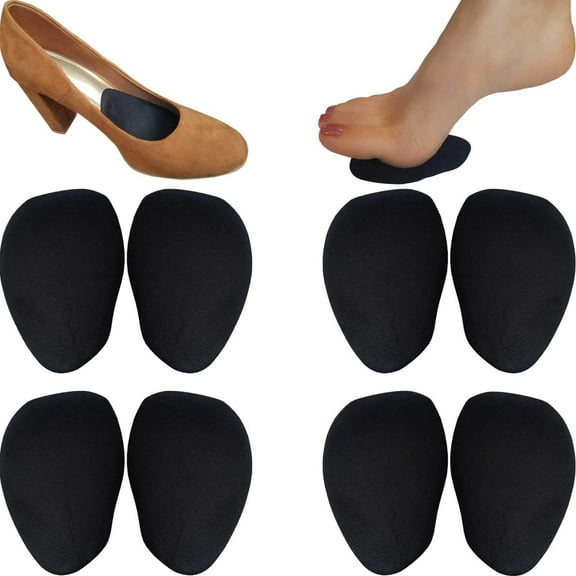 4 Pairs Metatarsal Pads Women, High Heel Cushion Inserts Pads Ball of Foot Forefoot Anti Slip Shoe Insoles for Women, All Day Pain Relief and Comfort One Size Fits Shoe Inserts for Women, Black