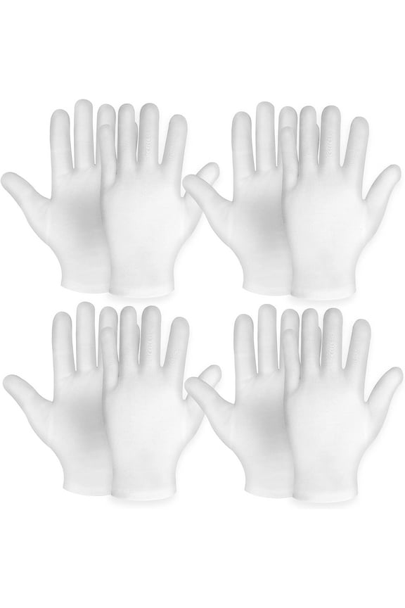 4 Pairs Moisturizing Gloves, White Cotton Gloves for Overnight Bedtime, Heal Eczema, Sleeping Lotion Hand Spa Treatment