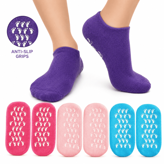 4 Pairs Moisturizing Spa Gel Socks for Repairing Softening Dry Cracked Feet Skin