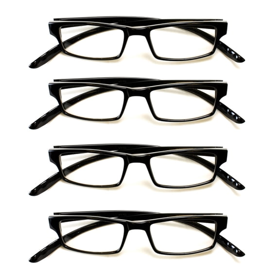 4 Pairs Newbee Fashion - Basic Simple Geeky Comfortable Wrap Around Reading Glasses, +1.00