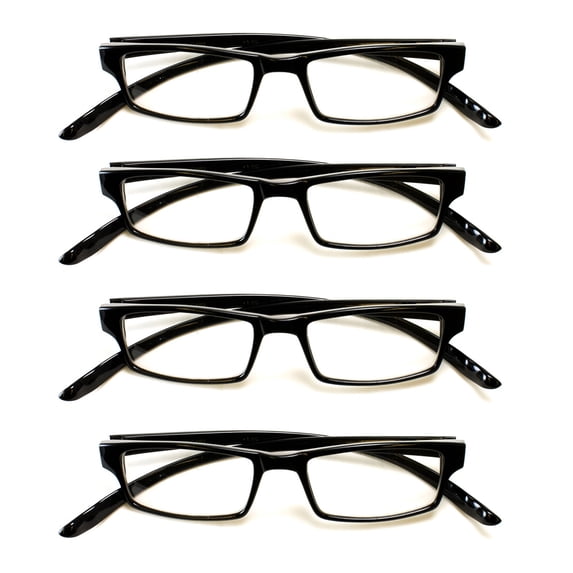 4 PairsNewbee Fashion - Basic Simple Geeky Comfortable Wrap Around Reading Glasses, +2.00