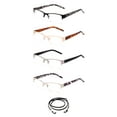 thumbnail image 1 of 4 Pairs Newbee Fashion - Stylish Womens Fashion Reading Glasses Half Frame High Quality Metal Fashion Reading Glasses with Landyard, +1.00, 1 of 5