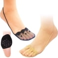 thumbnail image 1 of 4 Pairs Non-Slip Breathable Lace No Show Socks, Toe Topper Half Socks, Low Cut Liner Slingback Socks., 1 of 6