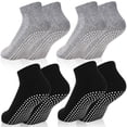 thumbnail image 1 of 4 Pairs Non Slip Socks with Grip, Anti Slip Socks with Cushion,Full Toe Ankle Fall Prevention Socks with Grip,Non Skid Socks for Yoga,Pilates,Dance,Ballet,Men,Women(Black, dark gray), 1 of 8