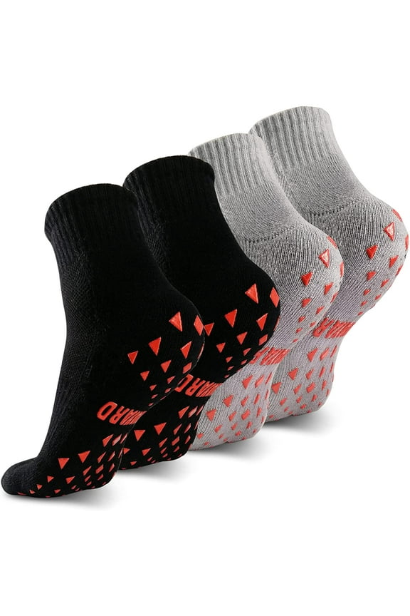 4 Pairs Non Slip Socks Hospital Non Skid Sticky Grip Socks Yoga Pilates Socks Men Women
