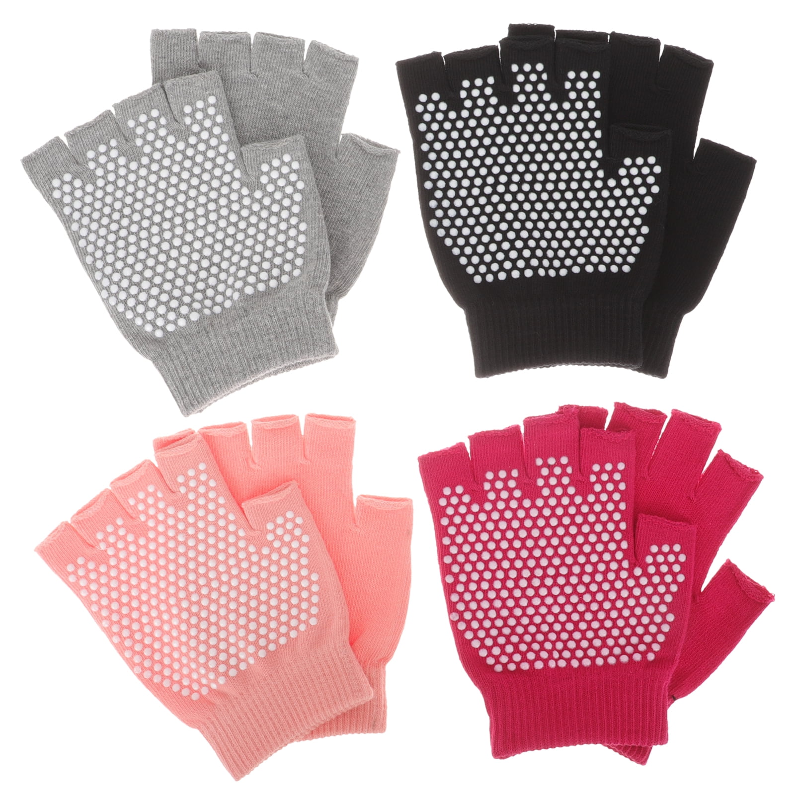 4 Pairs Non-Slip Yoga Gloves Dancing Training Women Five Fingers Protection Power Lifting Mittens Miss Women's