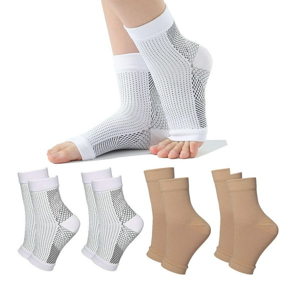 4 Pairs Open Toe Adjustable Ankle Brace Compression Sleeves with Arch Support for Women & Men , Relief for Swelling, Plantar Fasciitis, and Sprains – Step into Comfort and Stability