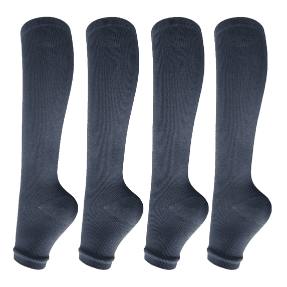 4 Pairs Open Toe Compression Socks for Men & Women 15-20 mmhg Graduated Athletic for Running Nurses Shin Splints Flight Travel