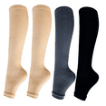 thumbnail image 1 of 4 Pairs Open Toe Compression Socks for Men & Women 15-20 mmhg Graduated Athletic for Running Nurses Shin Splints Flight Travel, 1 of 7