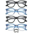 thumbnail image 1 of 4 Pairs Oversized Reading Glasses for Women Round Circle Frame Women Fashion Reading Glasses Blue & Black Women Reading Glasses +2.50, 1 of 2