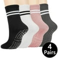 thumbnail image 1 of 4 Pairs Pilates Socks with Grips for Women, Non-Slip Yoga Athletic Socks for Barre Barefoot Workout, 1 of 1