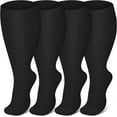 thumbnail image 1 of 4 Pairs Plus Size Compression Socks for Women & Men, Wide Calf 20-30mmhg for Circulation, Running, Nurse, Pregnant, 1 of 5