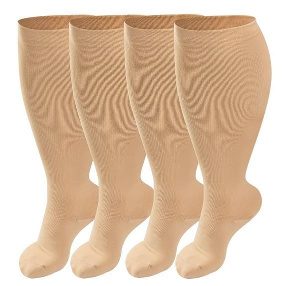 4 Pairs Plus Size Medical Sport Compression Socks - 15-20mmhg Graduated Knee-High Support for Men & Women, Ideal for Soccer, Running, and Nurses