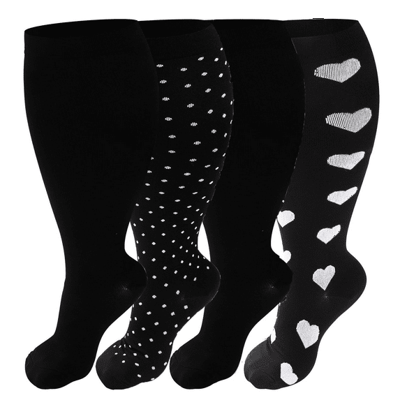 4 Pairs Plus Size Medical Sport Compression Socks - 15-20mmhg Graduated Knee-High Support for Men & Women, Ideal for Soccer, Running, and Nurses