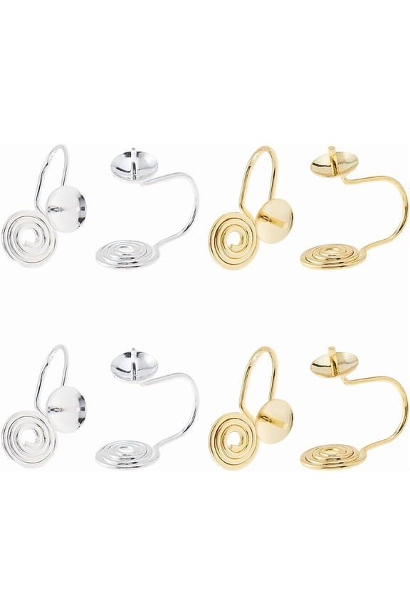 4 Pairs Pressure Earrings for Keloids Brass Compression Clip On Earrings Spiral Non-Pierced Earrings Adjustable Keloid Earrings for Women Men Ladies